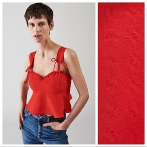 NWT Zara Red Stroppy Top with Bows. Size  M.